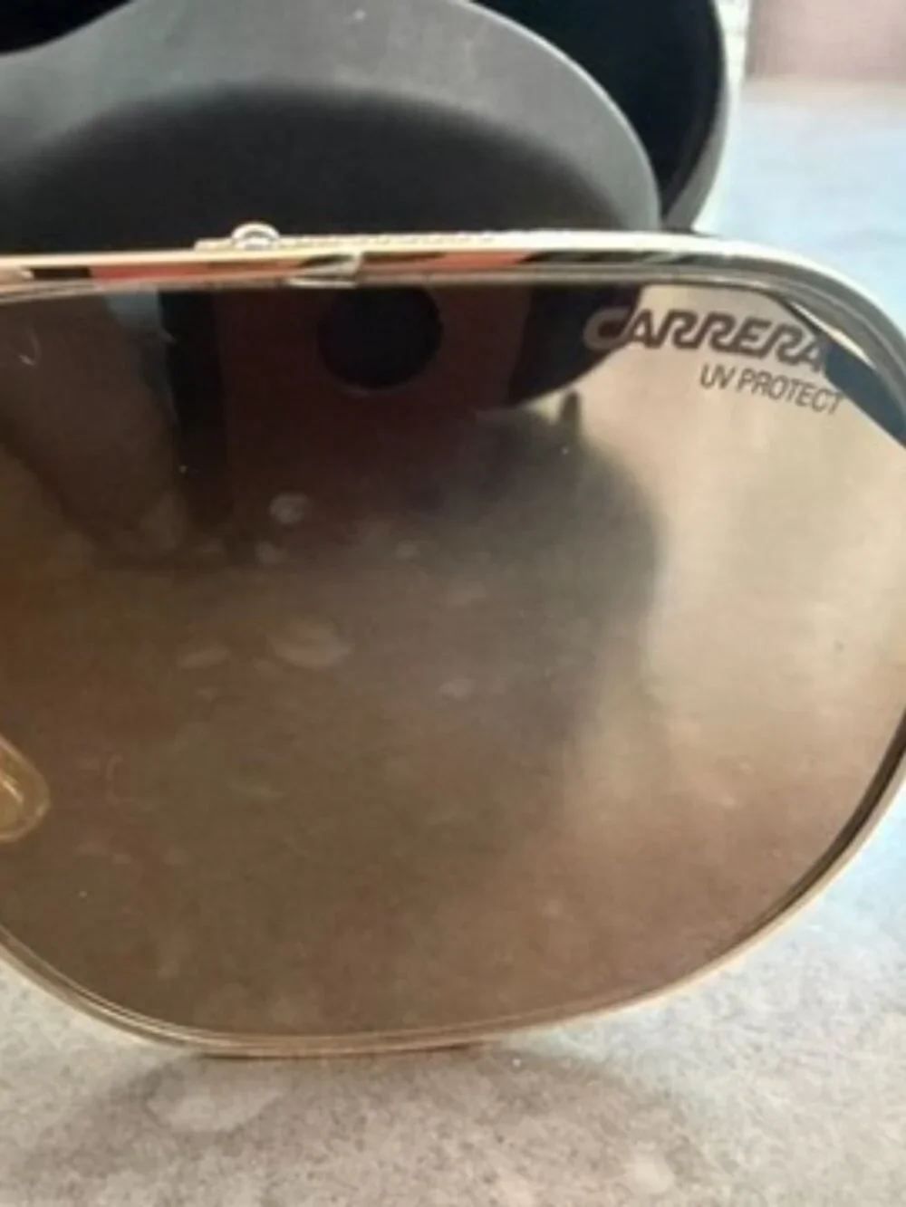 Carrera Gold-Tone Aviator Sunglasses with Black Lenses & Hard Case